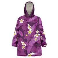 Purple Banana Leaf Hawaii Wearable Blanket Hoodie Lau Maia Plumeria Tropical Summer Vibes LT14 One Size Purple - Polynesian Pride