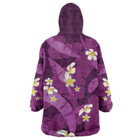 Purple Banana Leaf Hawaii Wearable Blanket Hoodie Lau Maia Plumeria Tropical Summer Vibes LT14 - Polynesian Pride