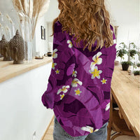 Purple Banana Leaf Hawaii Women Casual Shirt Lau Maia Plumeria Tropical Summer Vibes LT14 - Polynesian Pride