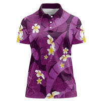 Purple Banana Leaf Hawaii Women Polo Shirt Lau Maia Plumeria Tropical Summer Vibes LT14 Female Purple - Polynesian Pride
