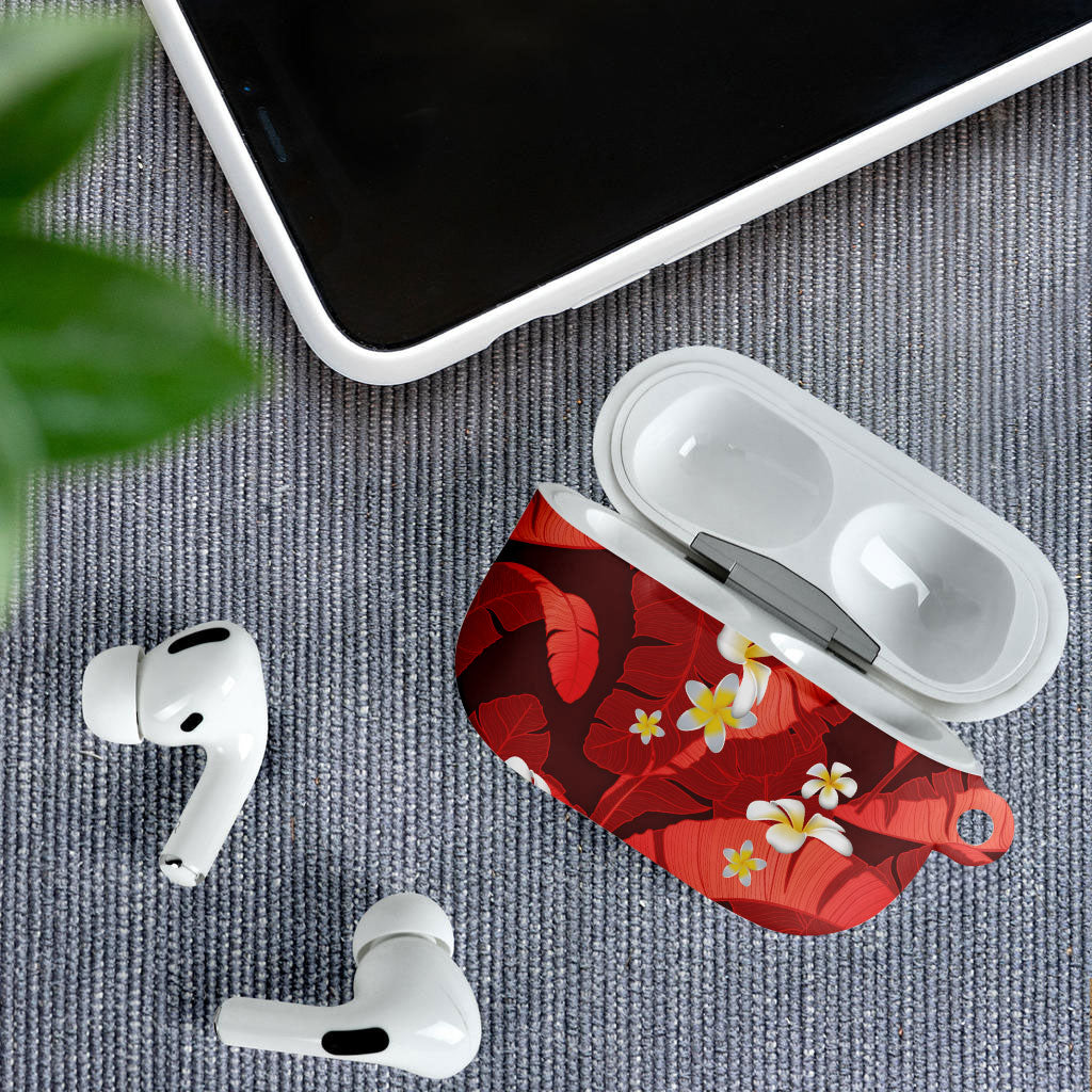 Red Banana Leaf Hawaii AirPods Case Lau Maia Plumeria Tropical Summer Vibes LT14 - Polynesian Pride