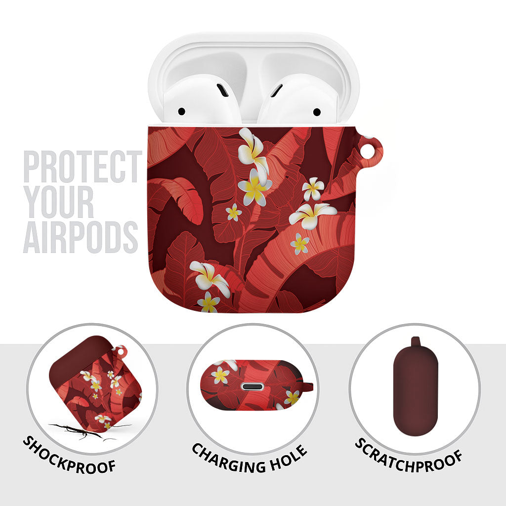 Red Banana Leaf Hawaii AirPods Case Lau Maia Plumeria Tropical Summer Vibes LT14 - Polynesian Pride