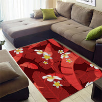 Red Banana Leaf Hawaii Area Rug Lau Maia Plumeria Tropical Summer Vibes LT14 - Polynesian Pride
