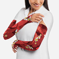 Red Banana Leaf Hawaii Arm Sleeves Lau Maia Plumeria Tropical Summer Vibes LT14 - Polynesian Pride