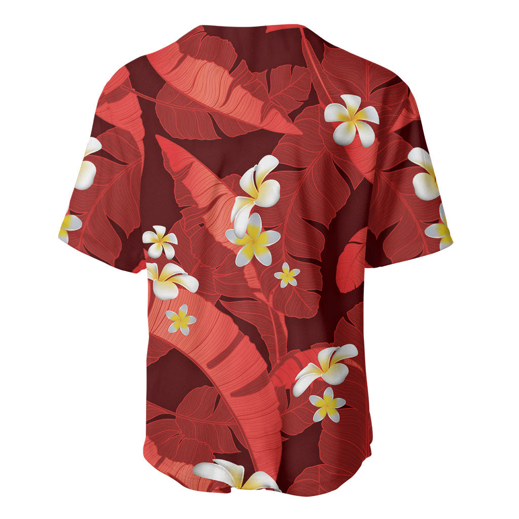 Red Banana Leaf Hawaii Baseball Jersey Lau Maia Plumeria Tropical Summer Vibes LT14 - Polynesian Pride