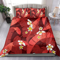 Red Banana Leaf Hawaii Bedding Set Lau Maia Plumeria Tropical Summer Vibes LT14 - Polynesian Pride