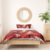 Red Banana Leaf Hawaii Bedding Set Lau Maia Plumeria Tropical Summer Vibes LT14 - Polynesian Pride