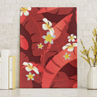 Red Banana Leaf Hawaii Canvas Wall Art Lau Maia Plumeria Tropical Summer Vibes LT14 Without Frame Red - Polynesian Pride
