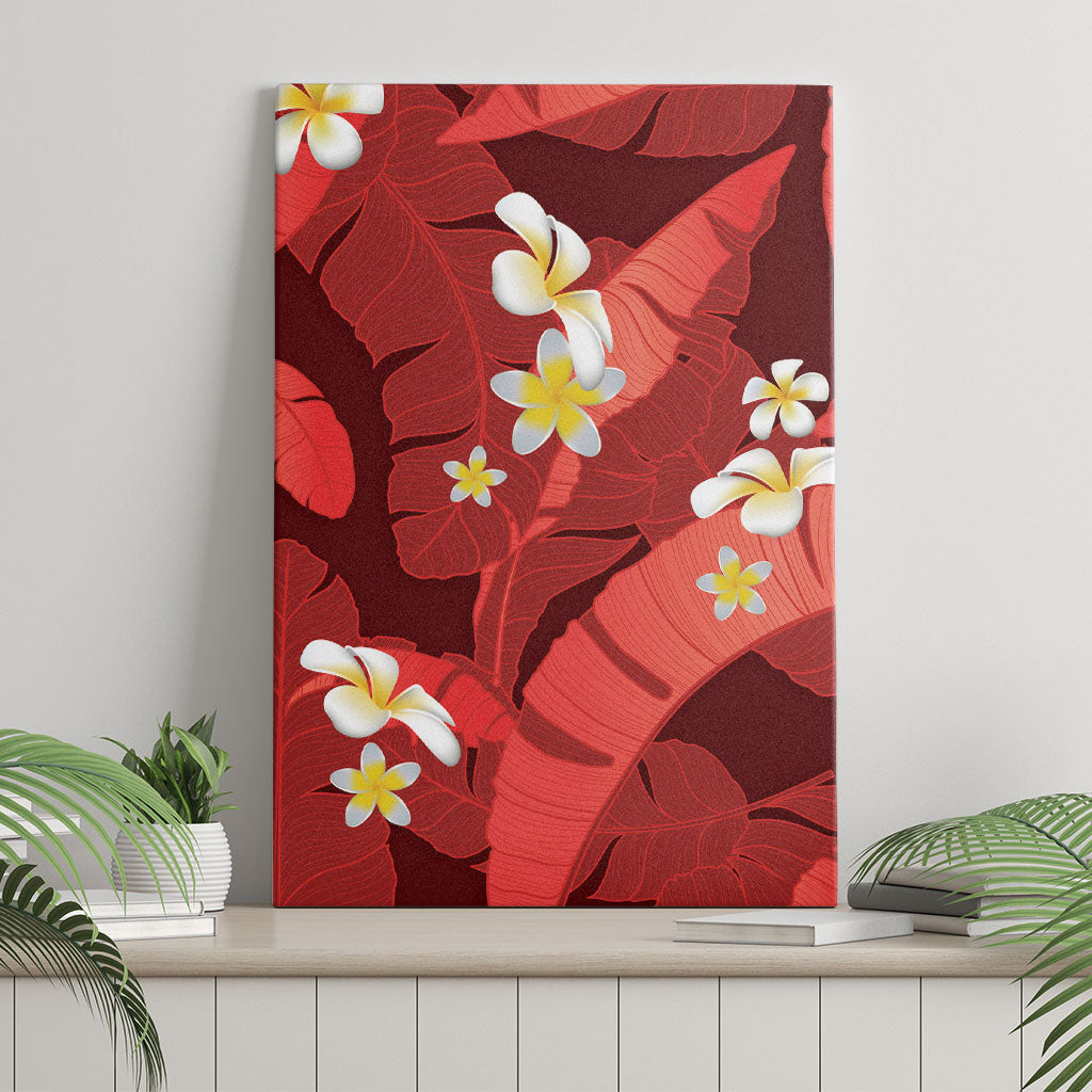 Red Banana Leaf Hawaii Canvas Wall Art Lau Maia Plumeria Tropical Summer Vibes LT14 - Polynesian Pride