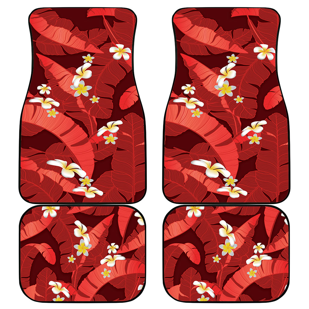 Red Banana Leaf Hawaii Car Mats Lau Maia Plumeria Tropical Summer Vibes LT14 - Polynesian Pride