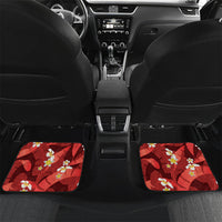 Red Banana Leaf Hawaii Car Mats Lau Maia Plumeria Tropical Summer Vibes LT14 Set 2pcs - Back Red - Polynesian Pride