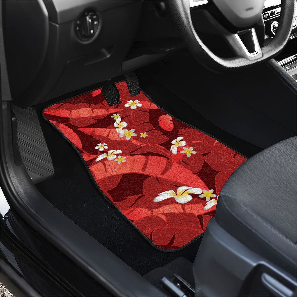 Red Banana Leaf Hawaii Car Mats Lau Maia Plumeria Tropical Summer Vibes LT14 - Polynesian Pride