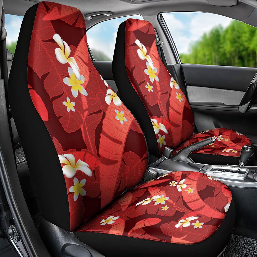 Red Banana Leaf Hawaii Car Seat Cover Lau Maia Plumeria Tropical Summer Vibes LT14 - Polynesian Pride