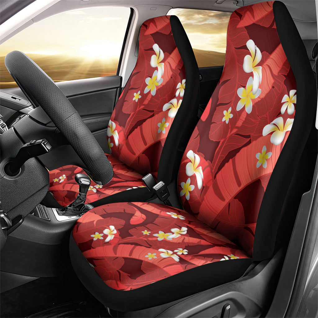Red Banana Leaf Hawaii Car Seat Cover Lau Maia Plumeria Tropical Summer Vibes LT14 - Polynesian Pride