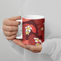 Red Banana Leaf Hawaii Ceramic Mug Lau Maia Plumeria Tropical Summer Vibes LT14 - Polynesian Pride