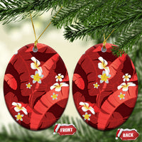 Red Banana Leaf Hawaii Ceramic Ornament Lau Maia Plumeria Tropical Summer Vibes