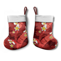 Red Banana Leaf Hawaii Christmas Stocking Lau Maia Plumeria Tropical Summer Vibes