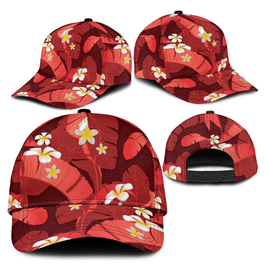 Red Banana Leaf Hawaii Classic Cap Lau Maia Plumeria Tropical Summer Vibes LT14 - Polynesian Pride