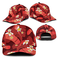 Red Banana Leaf Hawaii Classic Cap Lau Maia Plumeria Tropical Summer Vibes LT14 - Polynesian Pride