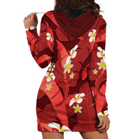 Red Banana Leaf Hawaii Hoodie Dress Lau Maia Plumeria Tropical Summer Vibes LT14 - Polynesian Pride