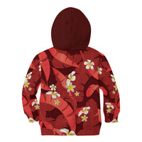 Red Banana Leaf Hawaii Kid Hoodie Lau Maia Plumeria Tropical Summer Vibes LT14 - Polynesian Pride