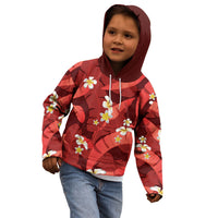 Red Banana Leaf Hawaii Kid Hoodie Lau Maia Plumeria Tropical Summer Vibes LT14 - Polynesian Pride