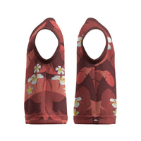 Red Banana Leaf Hawaii Christmas Knitted V-Neck Vest Lau Maia Plumeria Tropical Summer Vibes