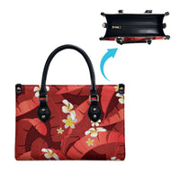 Red Banana Leaf Hawaii Leather Bag Lau Maia Plumeria Tropical Summer Vibes LT14 - Polynesian Pride
