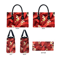 Red Banana Leaf Hawaii Leather Bag Lau Maia Plumeria Tropical Summer Vibes LT14 - Polynesian Pride
