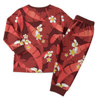 Red Banana Leaf Hawaii Christmas Pajama Set Lau Maia Plumeria Tropical Summer Vibes