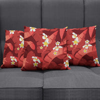 Red Banana Leaf Hawaii Pillow Cover Lau Maia Plumeria Tropical Summer Vibes LT14 - Polynesian Pride