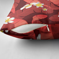 Red Banana Leaf Hawaii Pillow Cover Lau Maia Plumeria Tropical Summer Vibes LT14 - Polynesian Pride