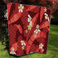 Red Banana Leaf Hawaii Quilt Lau Maia Plumeria Tropical Summer Vibes LT14 - Polynesian Pride