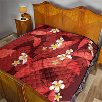 Red Banana Leaf Hawaii Quilt Lau Maia Plumeria Tropical Summer Vibes LT14 - Polynesian Pride