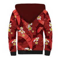 Red Banana Leaf Hawaii Sherpa Hoodie Lau Maia Plumeria Tropical Summer Vibes LT14 - Polynesian Pride