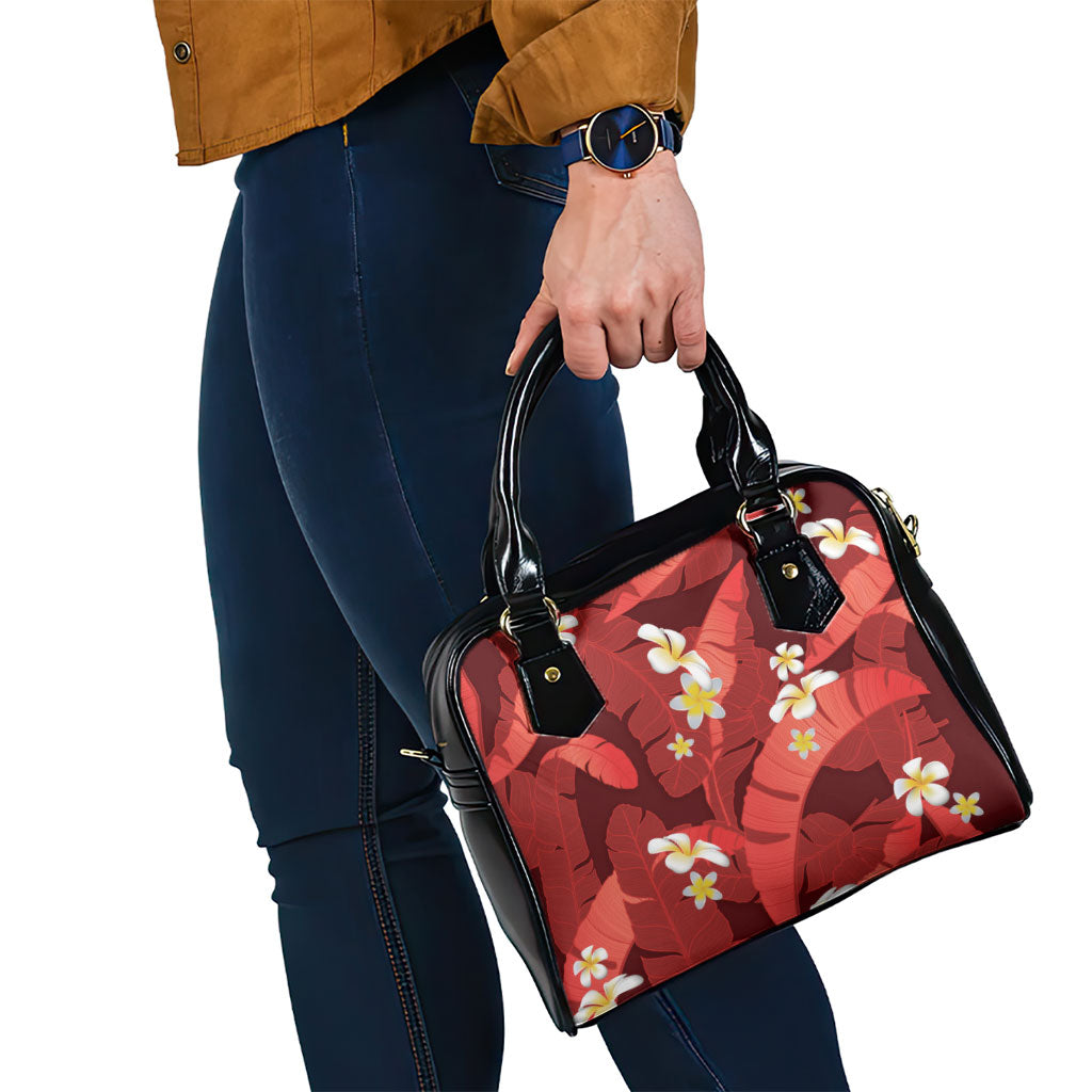 Red Banana Leaf Hawaii Shoulder Handbag Lau Maia Plumeria Tropical Summer Vibes LT14 - Polynesian Pride