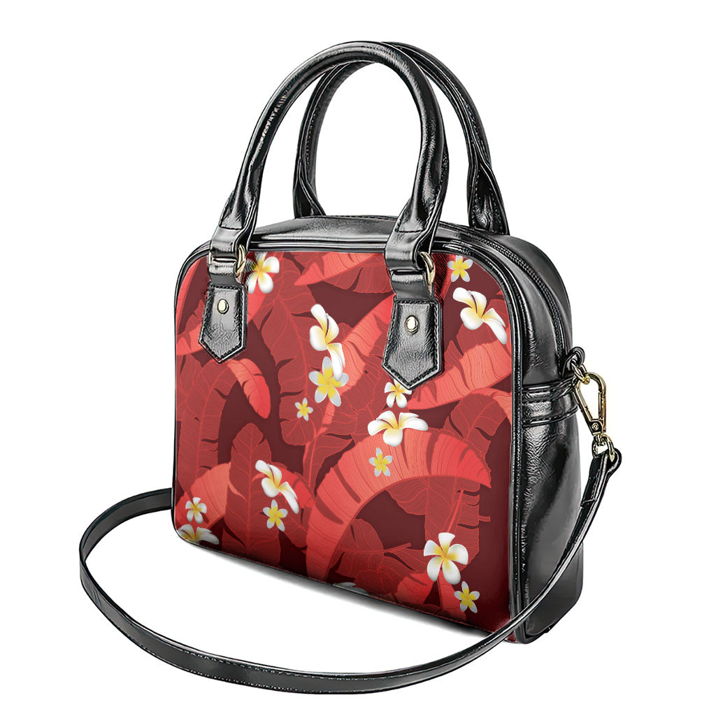 Red Banana Leaf Hawaii Shoulder Handbag Lau Maia Plumeria Tropical Summer Vibes LT14 - Polynesian Pride