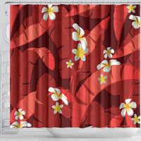 Red Banana Leaf Hawaii Shower Curtain Lau Maia Plumeria Tropical Summer Vibes LT14 - Polynesian Pride