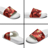 Red Banana Leaf Hawaii Slide Sandals Lau Maia Plumeria Tropical Summer Vibes LT14 - Polynesian Pride