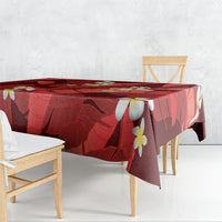 Red Banana Leaf Hawaii Tablecloth Lau Maia Plumeria Tropical Summer Vibes LT14 - Polynesian Pride