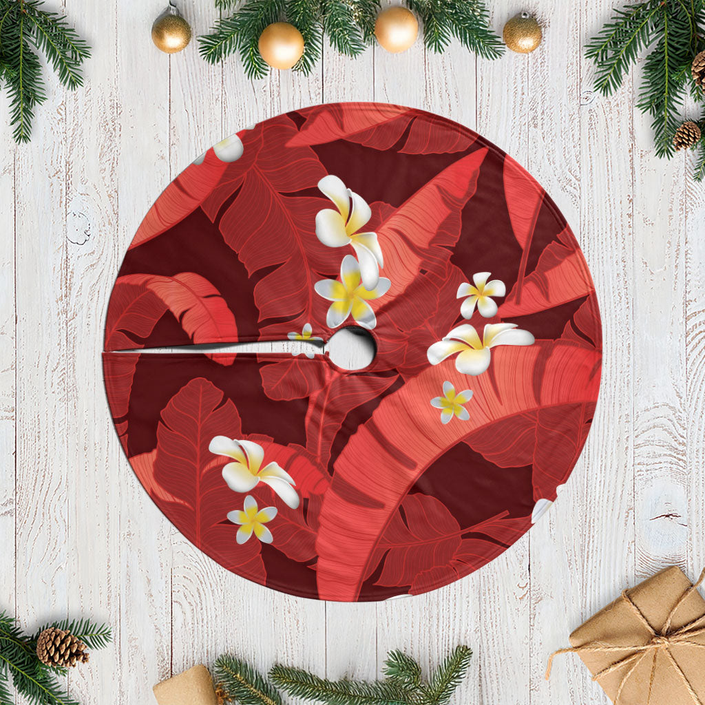Red Banana Leaf Hawaii Tree Skirt Lau Maia Plumeria Tropical Summer Vibes