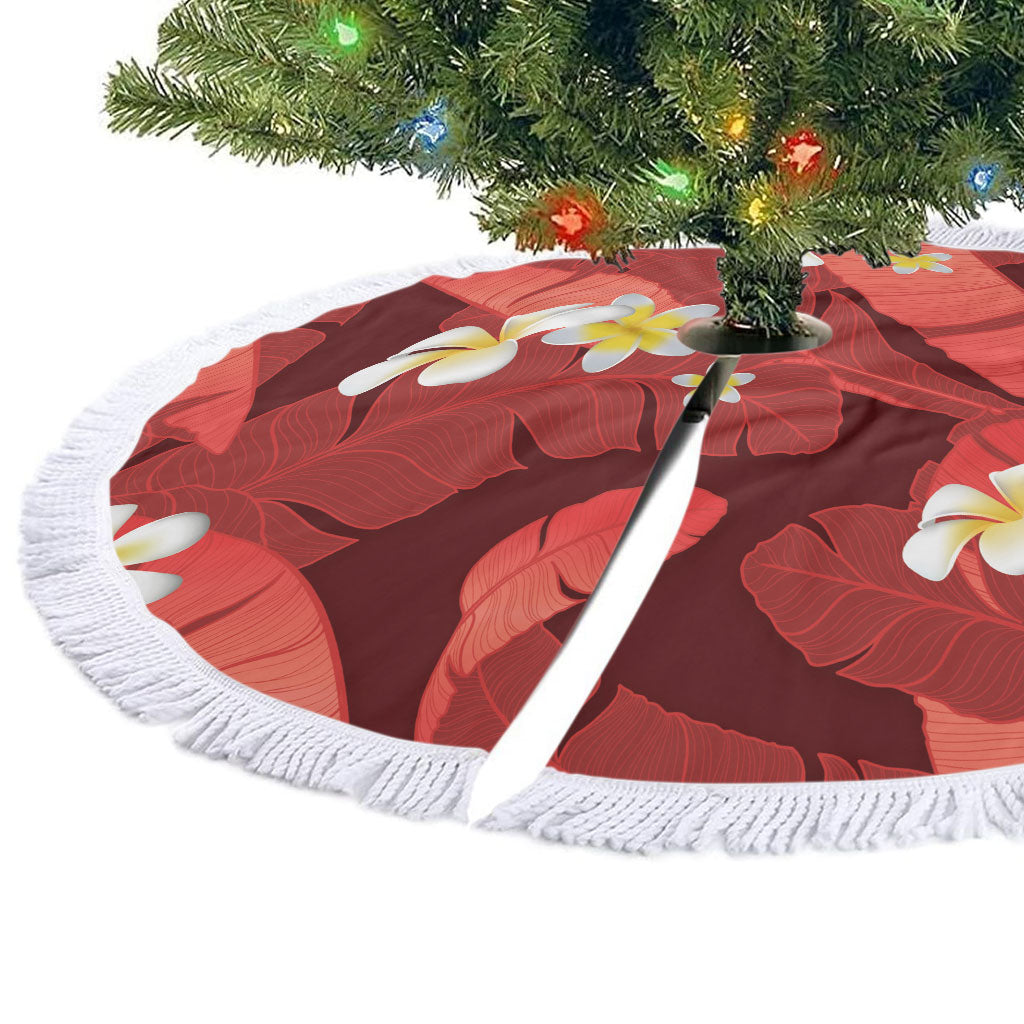 Red Banana Leaf Hawaii Tree Skirt Lau Maia Plumeria Tropical Summer Vibes