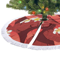 Red Banana Leaf Hawaii Tree Skirt Lau Maia Plumeria Tropical Summer Vibes