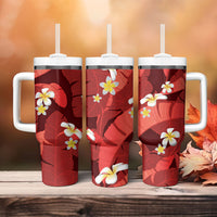 Red Banana Leaf Hawaii Tumbler With Handle Lau Maia Plumeria Tropical Summer Vibes LT14 - Polynesian Pride
