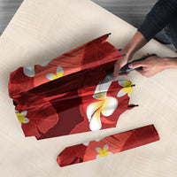 Red Banana Leaf Hawaii Umbrella Lau Maia Plumeria Tropical Summer Vibes LT14 - Polynesian Pride