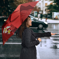 Red Banana Leaf Hawaii Umbrella Lau Maia Plumeria Tropical Summer Vibes LT14 - Polynesian Pride