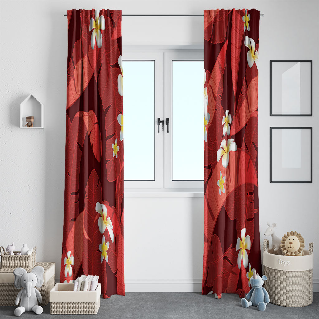 Red Banana Leaf Hawaii Window Curtain Lau Maia Plumeria Tropical Summer Vibes LT14 - Polynesian Pride
