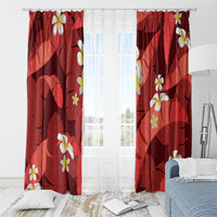Red Banana Leaf Hawaii Window Curtain Lau Maia Plumeria Tropical Summer Vibes LT14 - Polynesian Pride