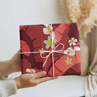 Red Banana Leaf Hawaii Wrapping Paper Lau Maia Plumeria Tropical Summer Vibes LT14 - Polynesian Pride