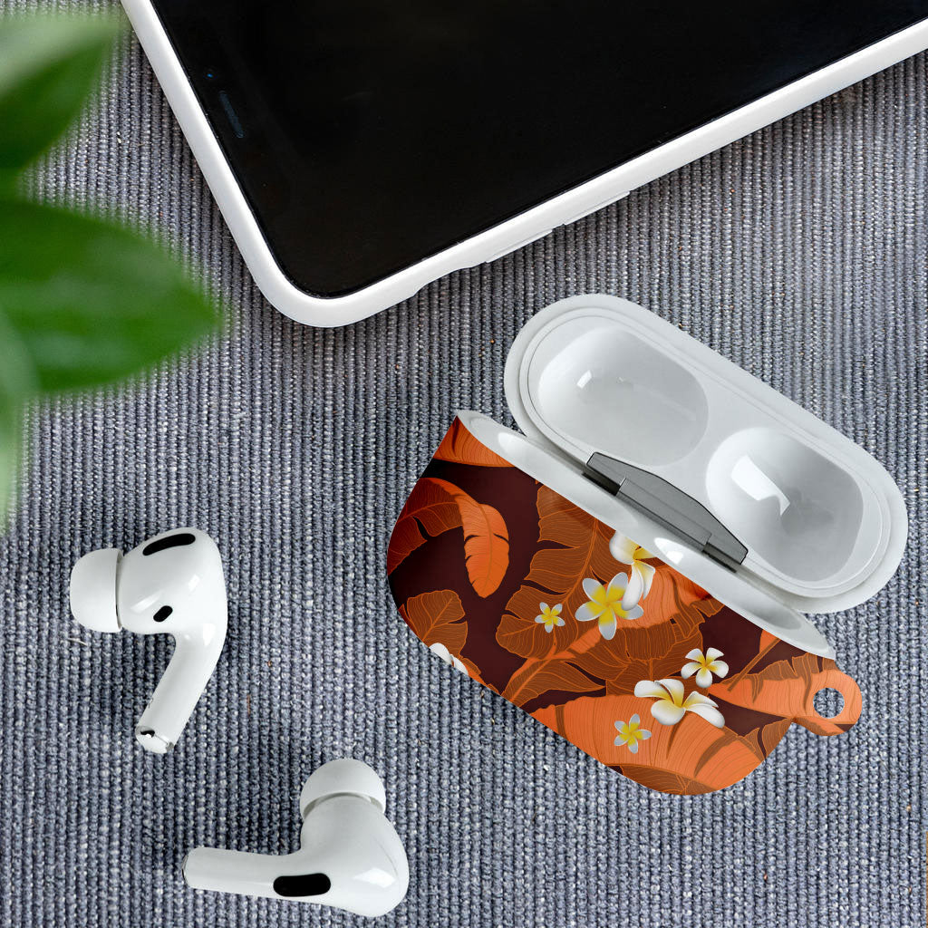 Orange Banana Leaf Hawaii AirPods Case Lau Maia Plumeria Tropical Summer Vibes LT14 - Polynesian Pride